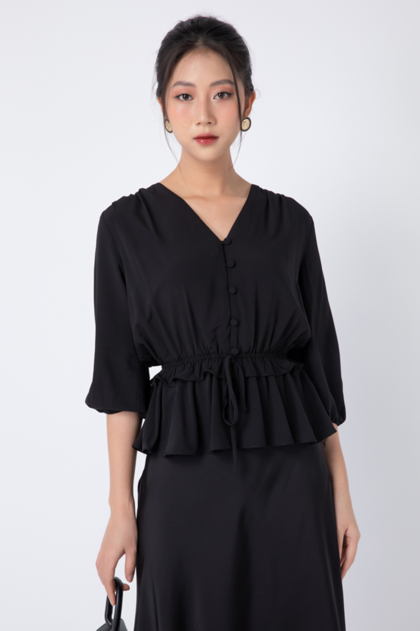 Chân váy midi lụa trơn 