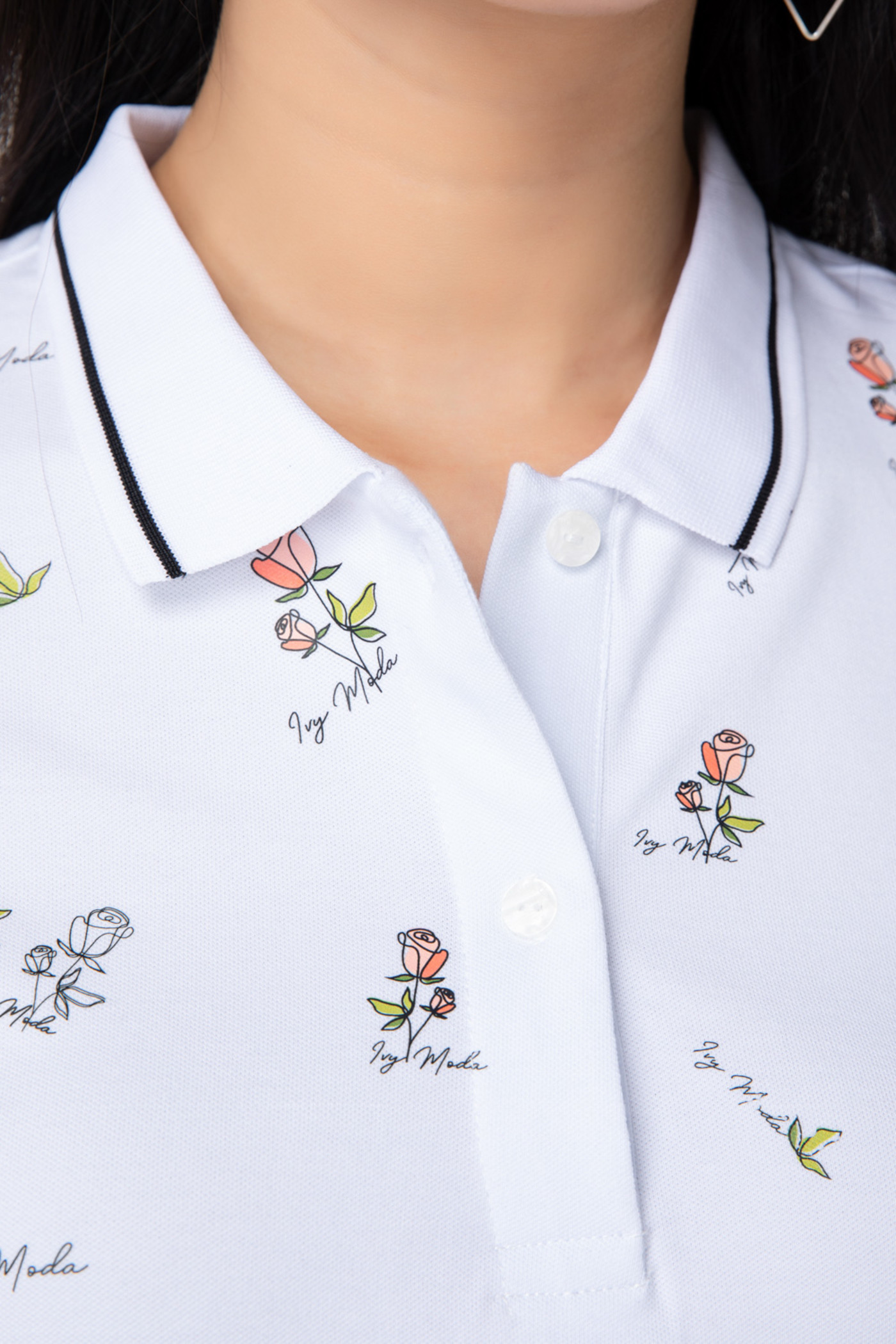 Áo polo nữ gấu lệch 