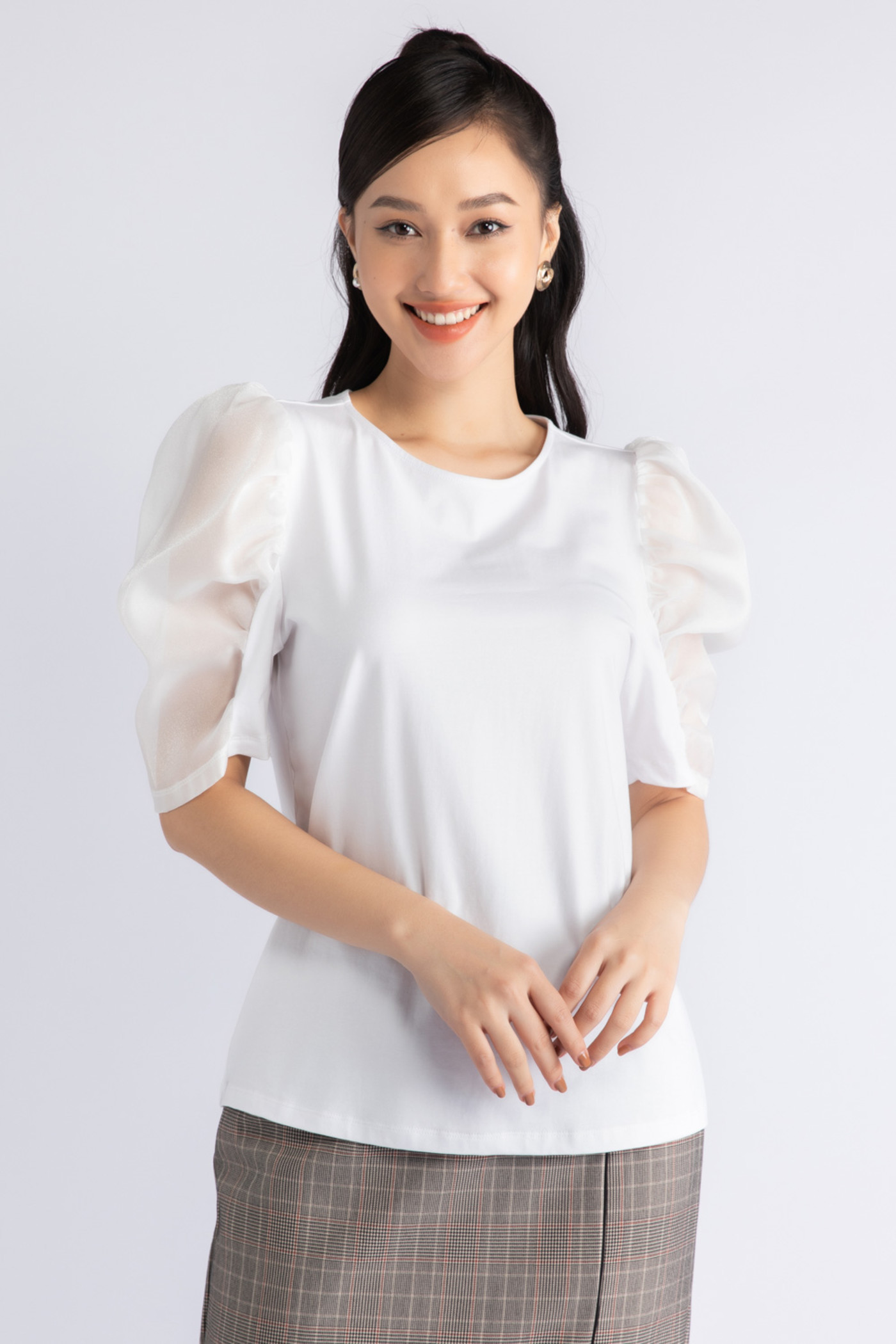 Áo thun tay phối lưới 