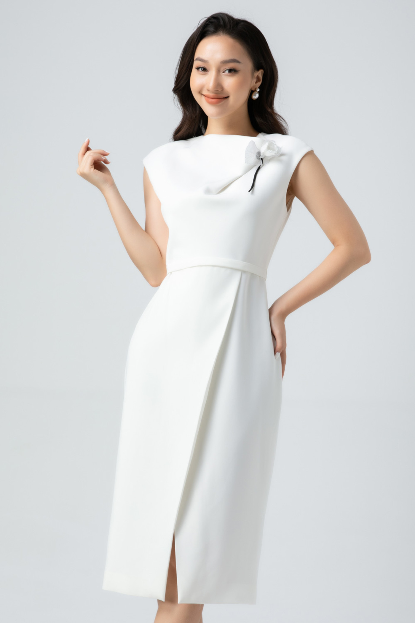 Đầm ôm tay hến 2 lớp 