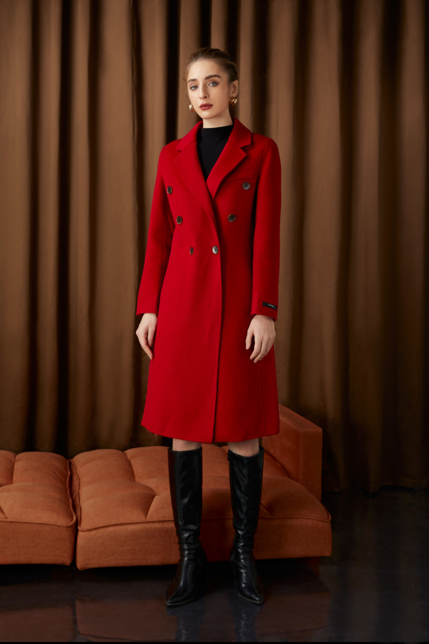 Red Double - Breasted Wool Coat (handmade)