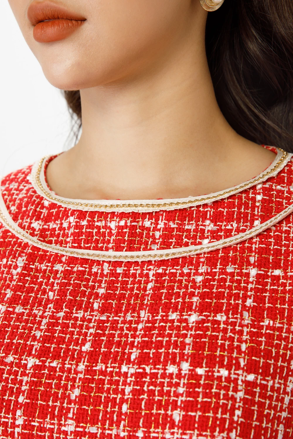 Red tweed dress