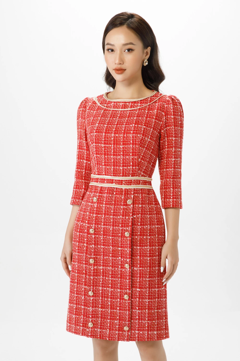 Red tweed dress