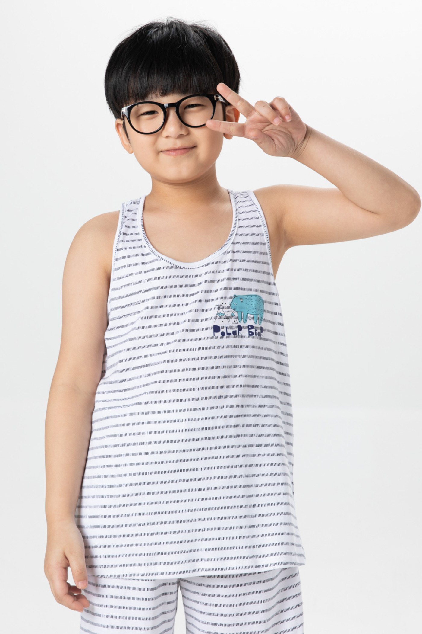 áo 3 lỗ kẻ polar bear (kèm quần) 