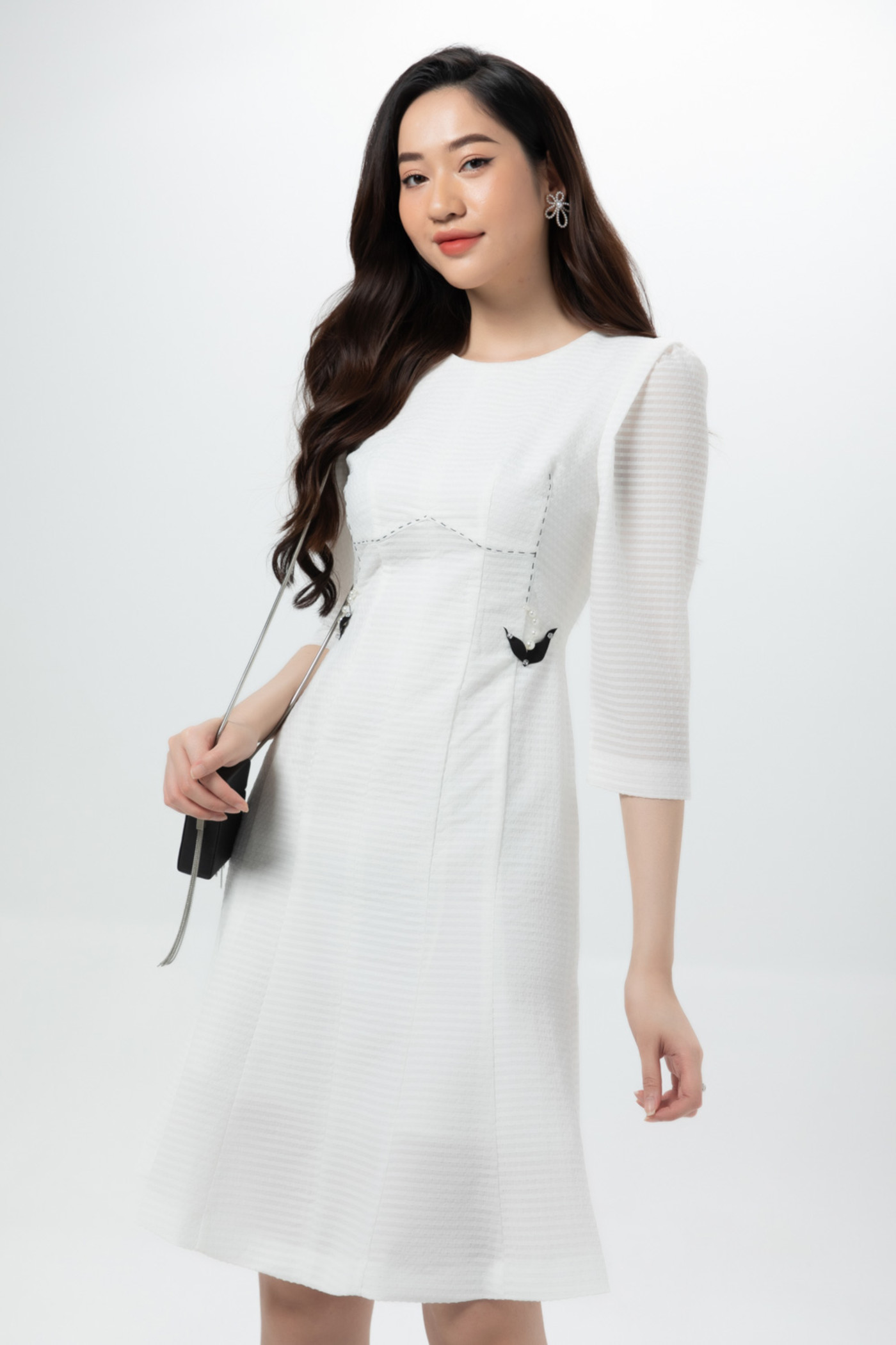 Đầm phối lá ngọc trai 