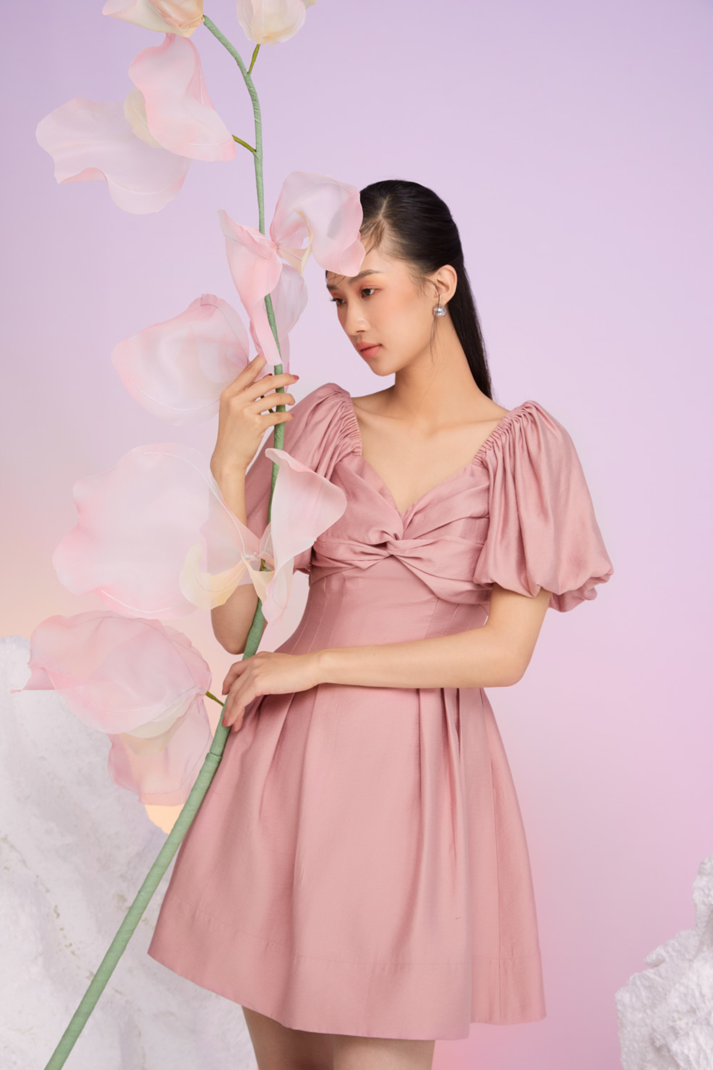 Aurora Dress - Đầm lụa chiết eo 