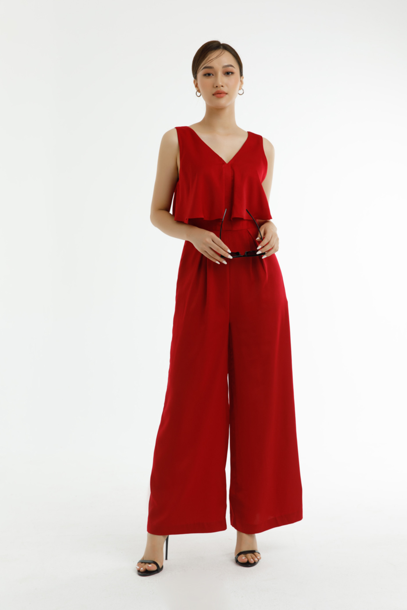 Jumpsuit lụa ống rộng 