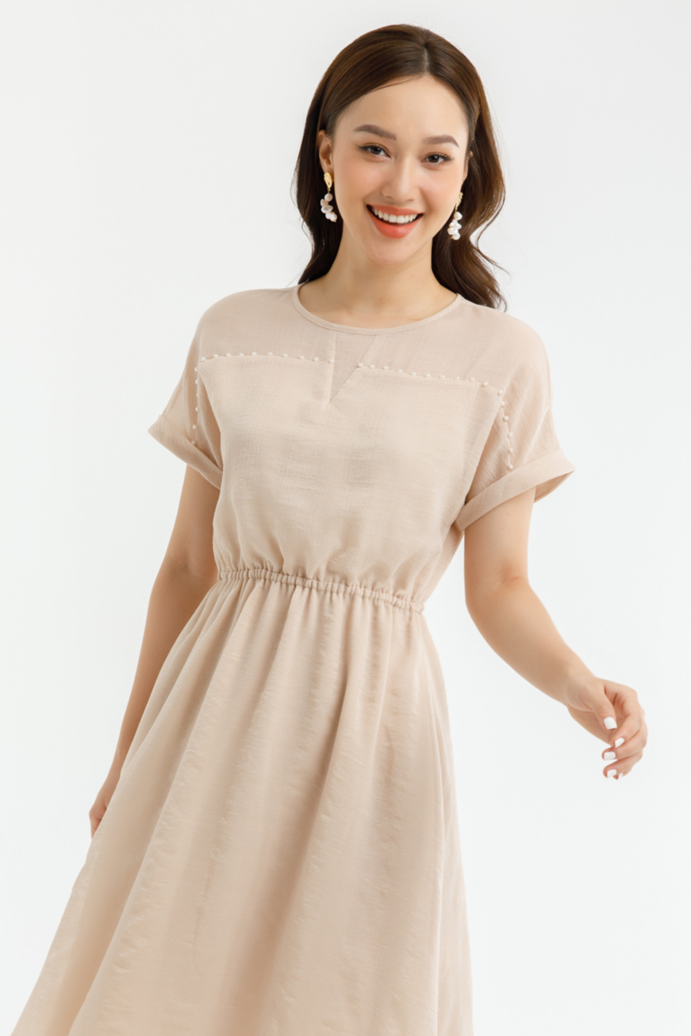 Đầm lụa 2 lớp đính hạt 