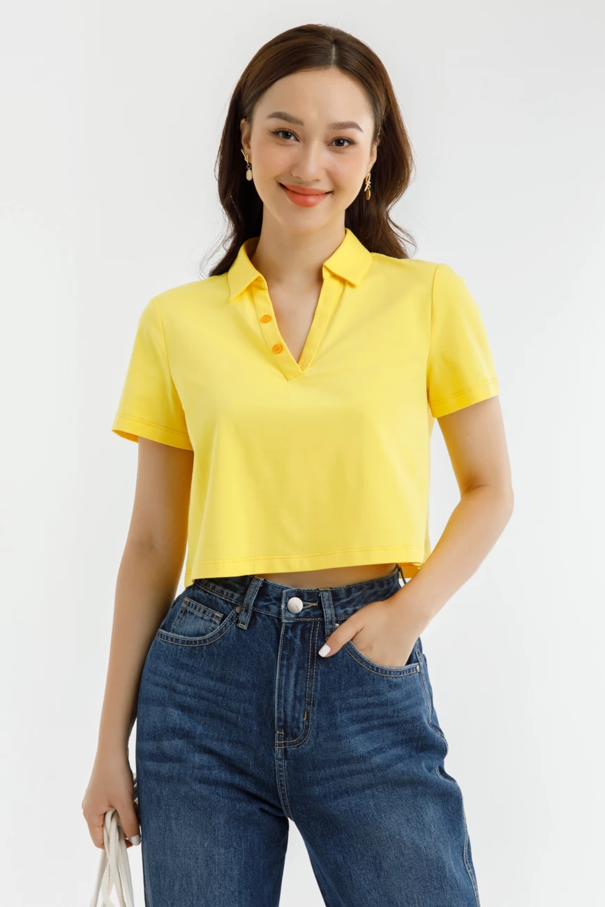 Áo thun polo dáng croptop