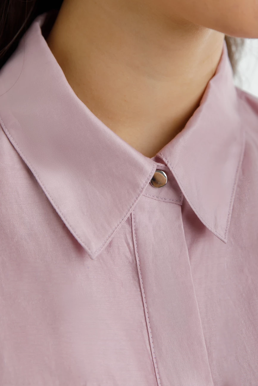 Áo sơ mi tencel thêu viền