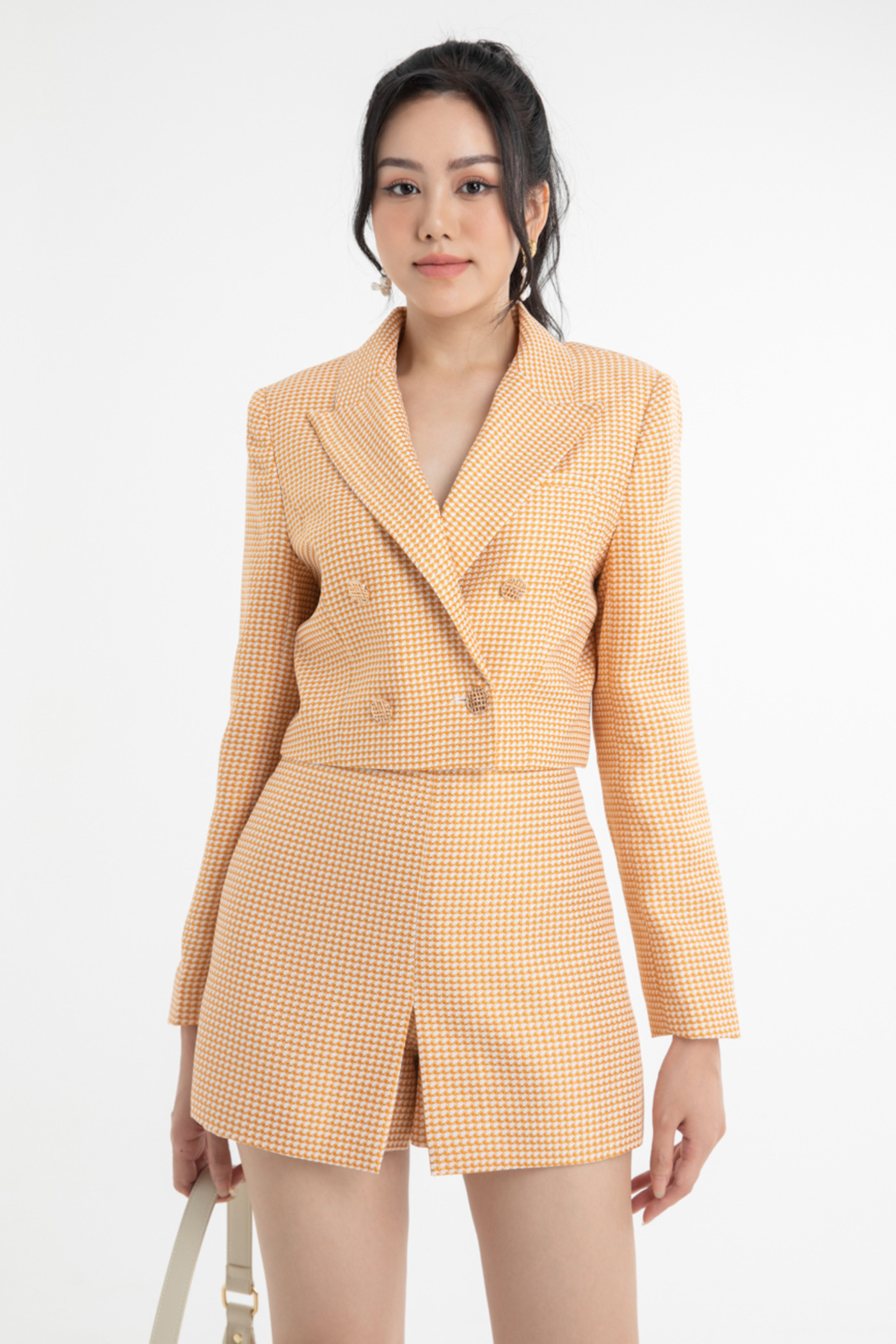 Áo tweed Blazer kẻ