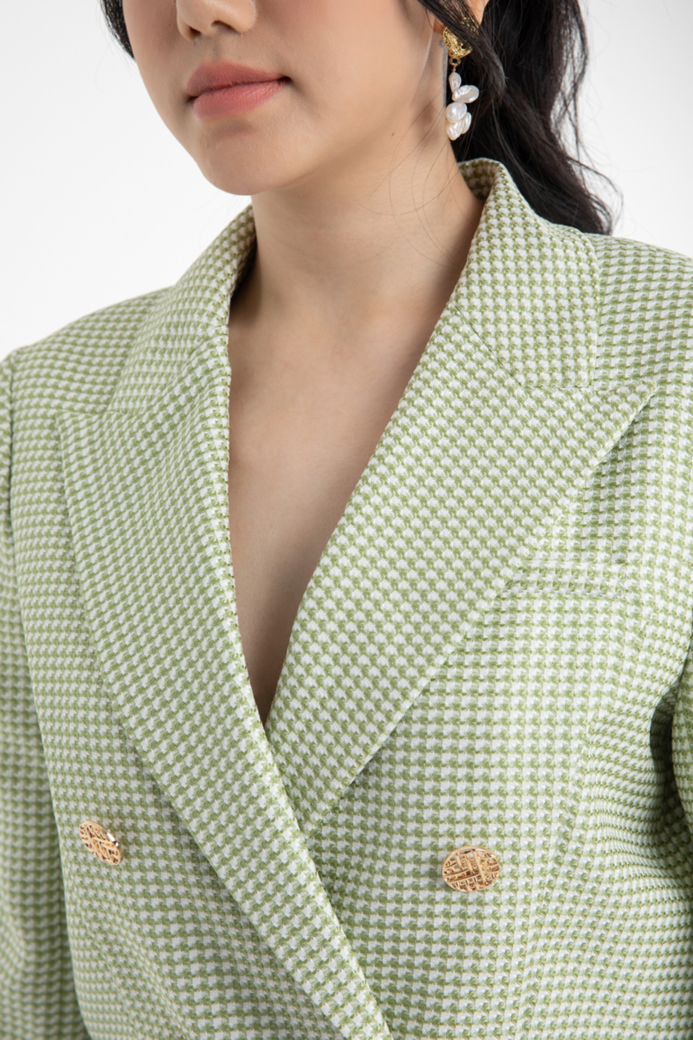 Áo tweed Blazer kẻ