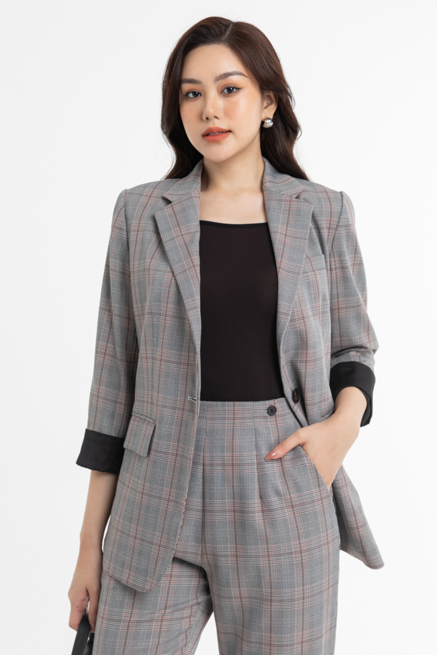 Áo Culottes blazer kẻ