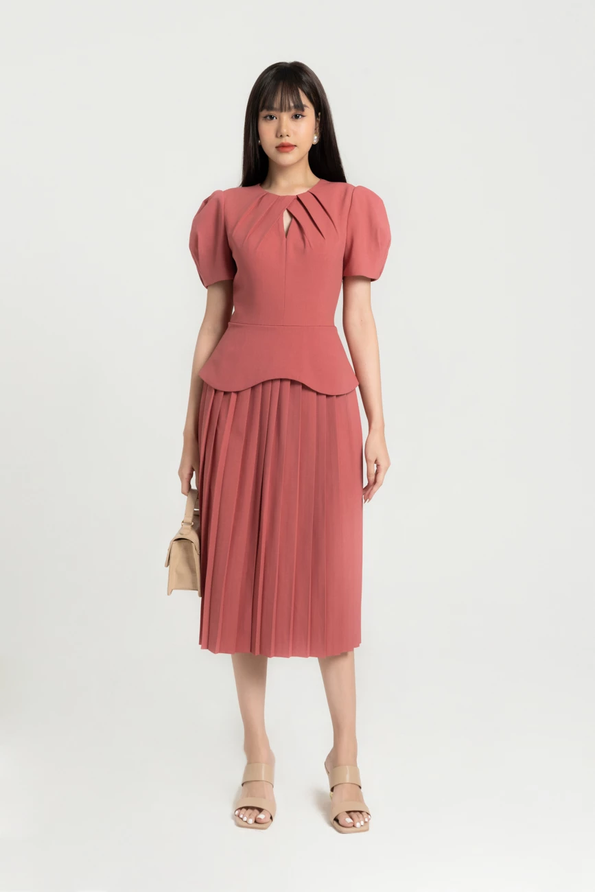 Đầm peplum dập ly