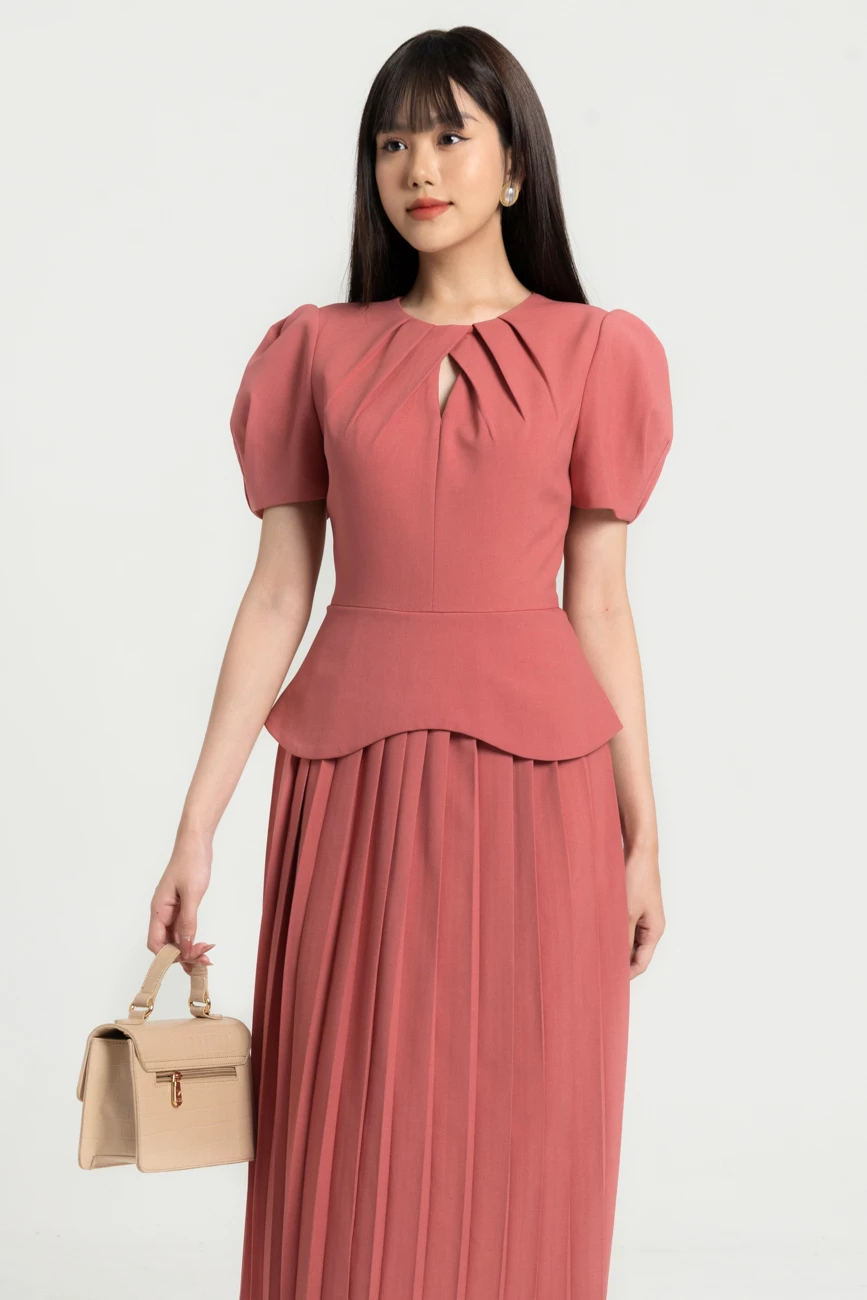 Đầm peplum dập ly
