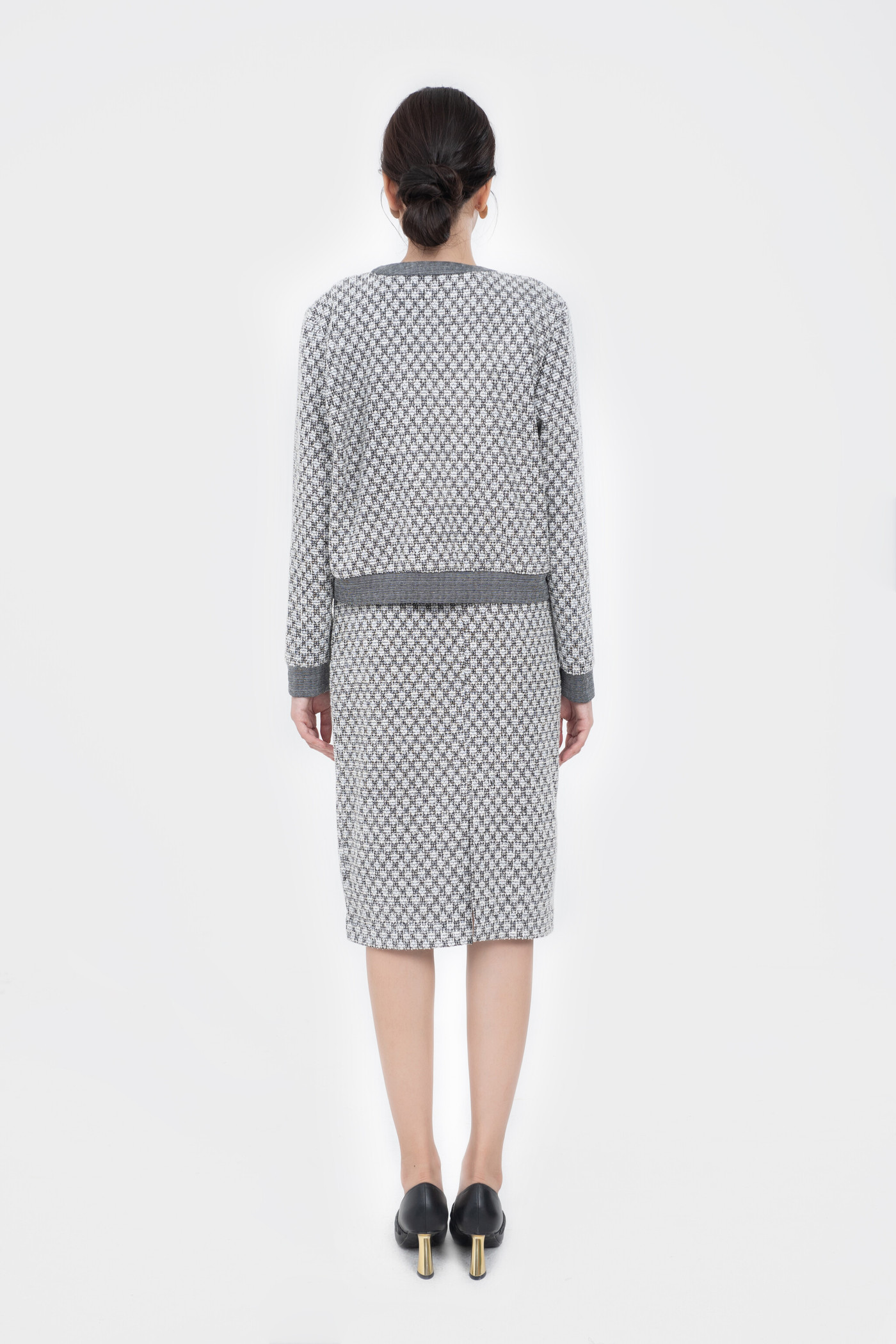 Chân váy bút chì phối tweed