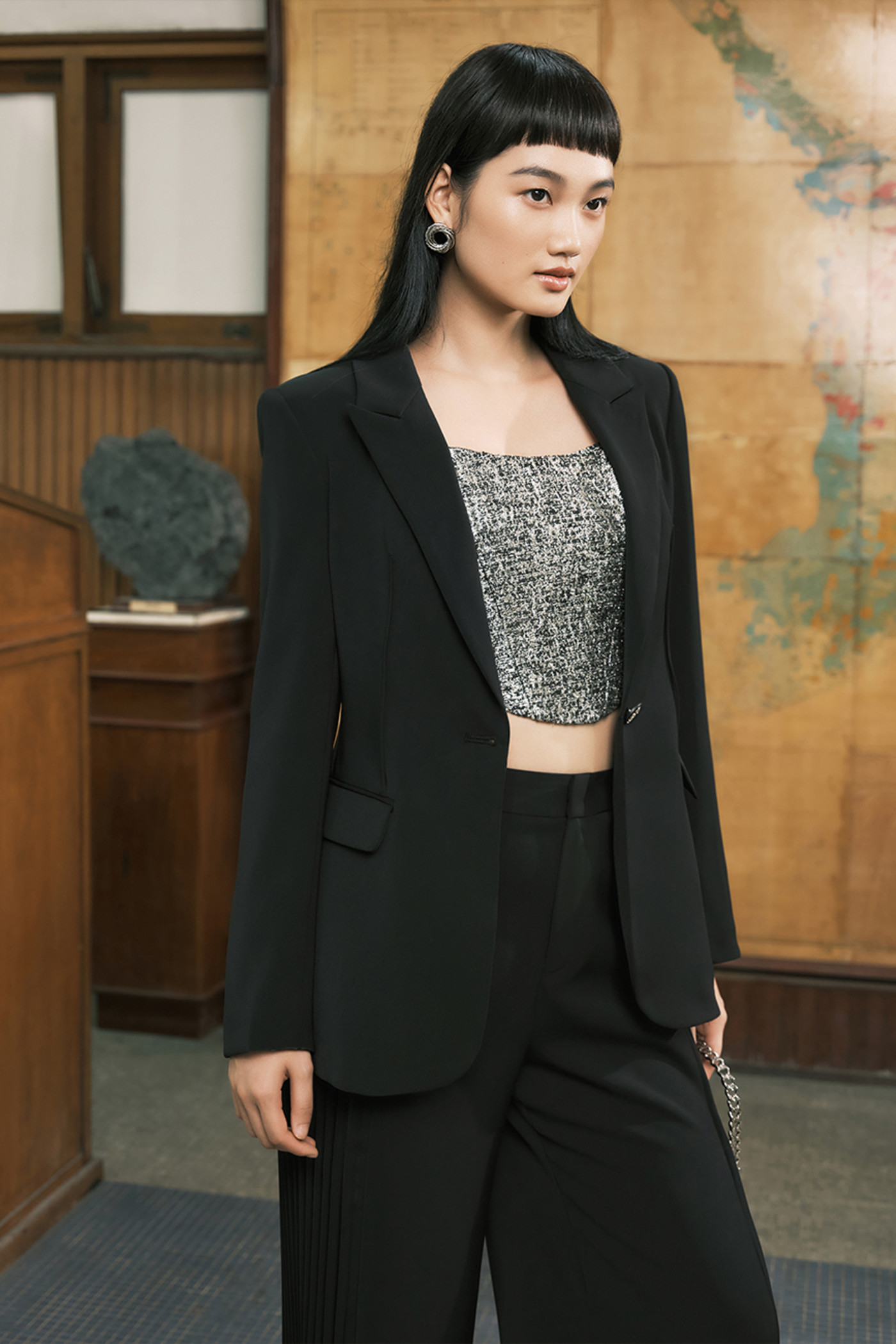 Quinn Suit - Set áo vest và quần suông dập ly 