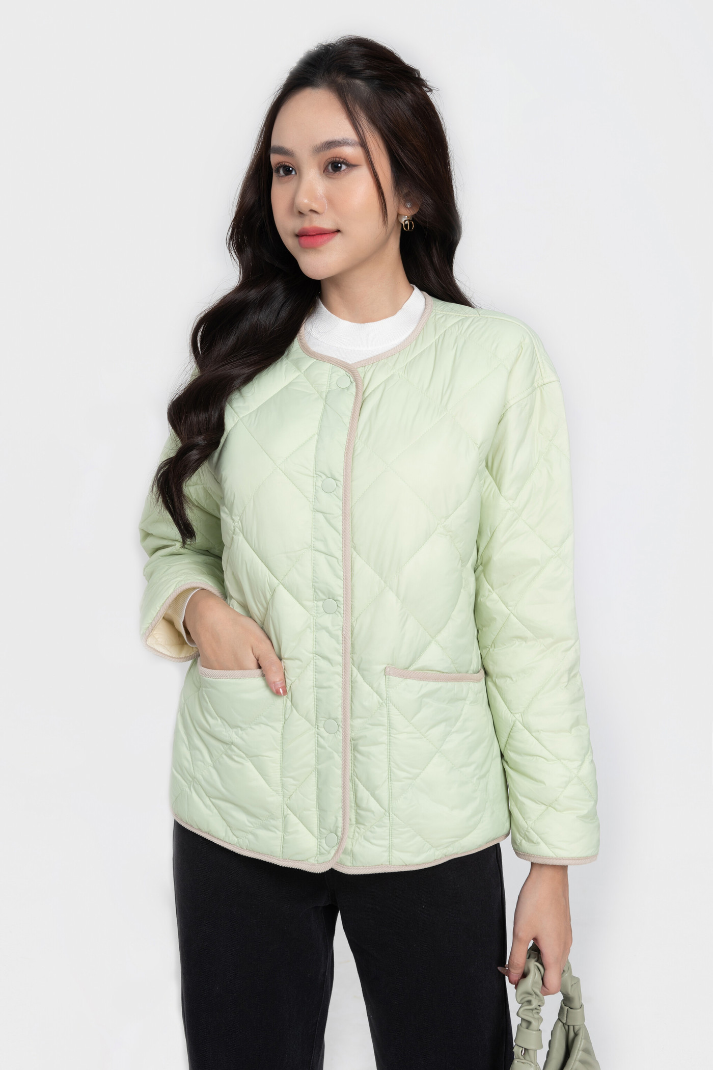 padded quilted jacket - áo phao 2 mặt