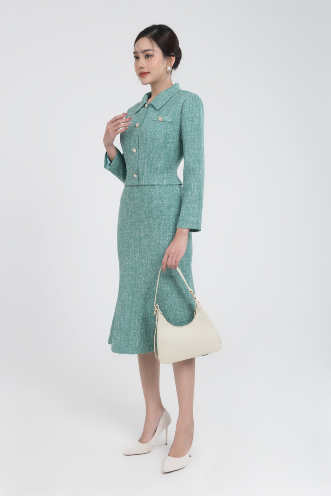 Elegant Tweed Dress - Đầm tweed dáng đuôi cá