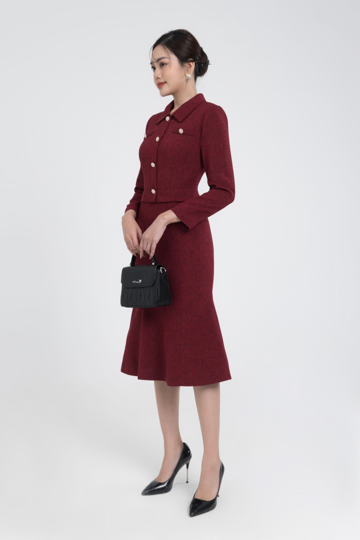 Elegant Tweed Dress - Đầm tweed dáng đuôi cá