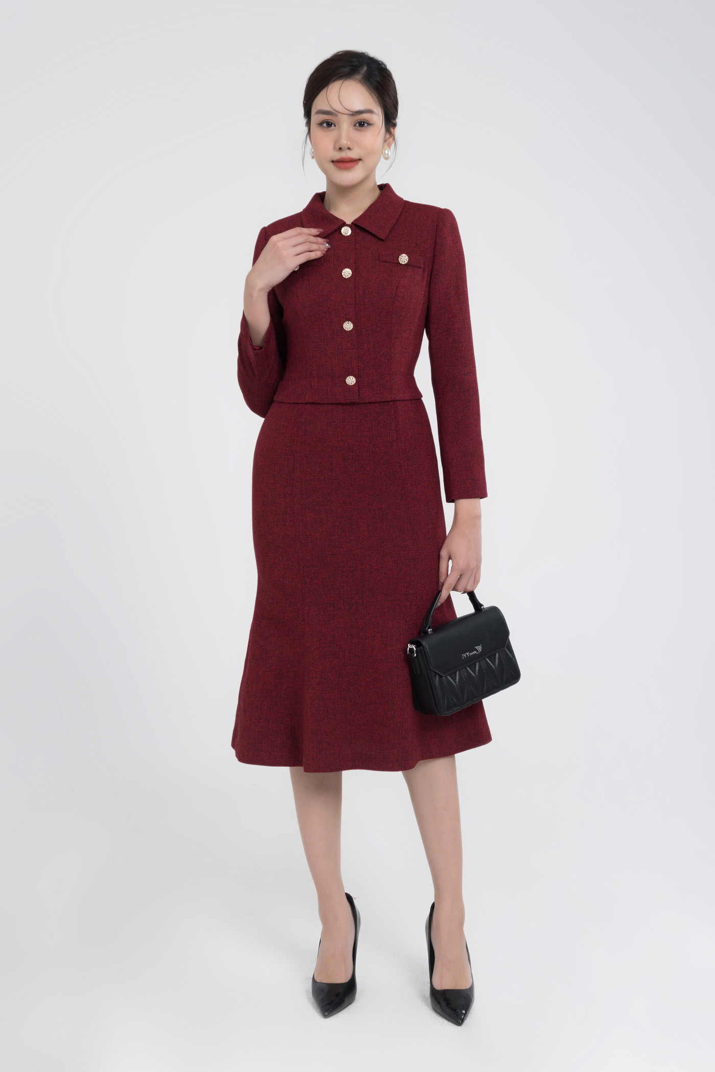 Elegant Tweed Dress - Đầm tweed dáng đuôi cá