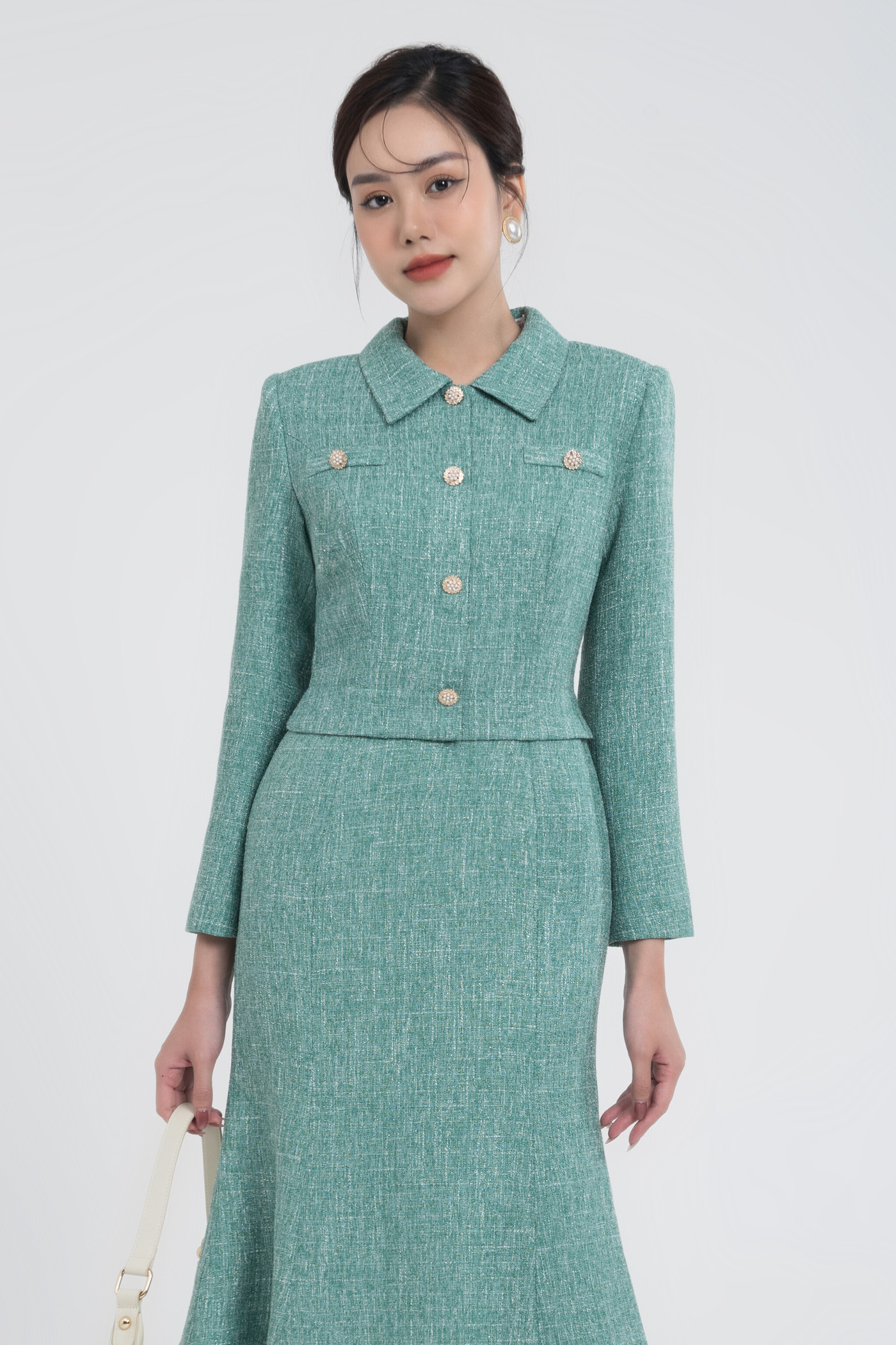 Elegant Tweed Dress - Đầm tweed dáng đuôi cá