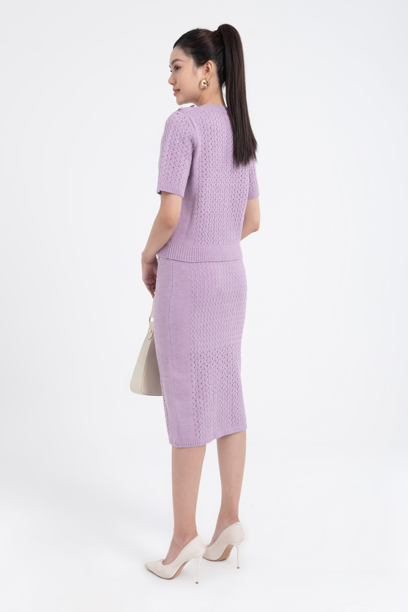 Chân váy len bút chì Lilac Knit