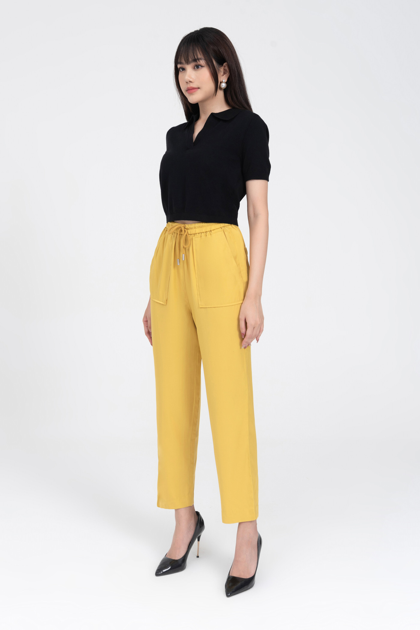Áo polo len dáng croptop 