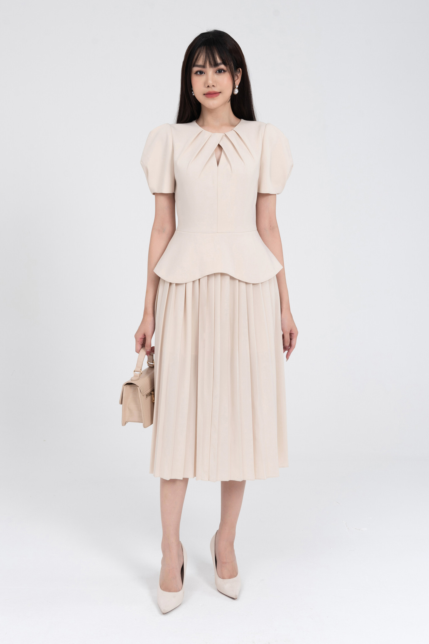 Đầm peplum dập ly 