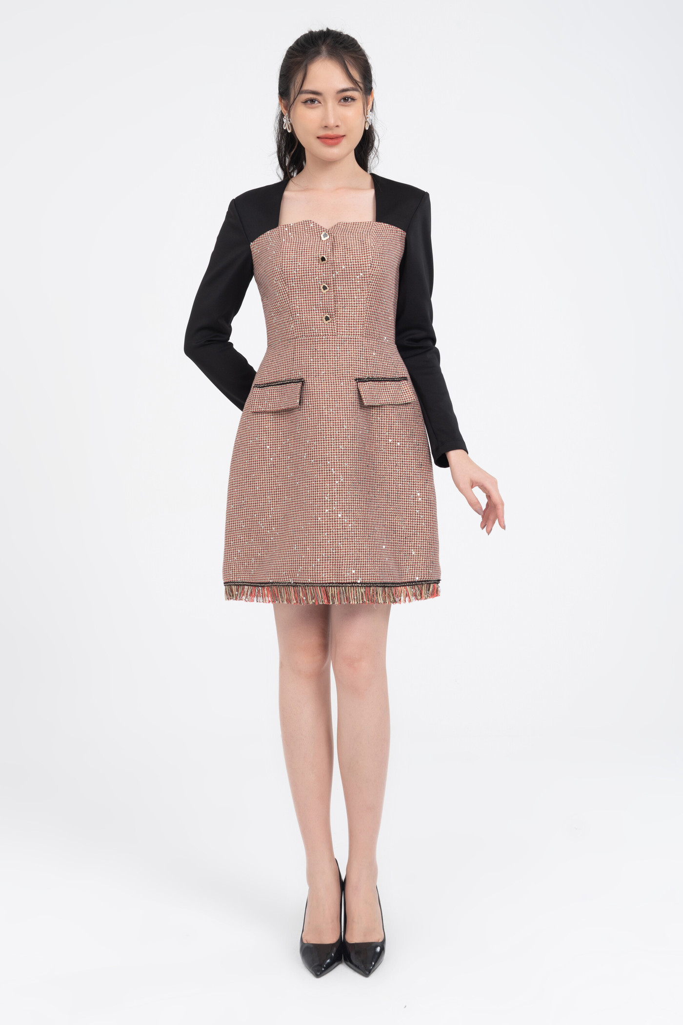 sparkle tweed dress - Đầm tweed ánh kim 