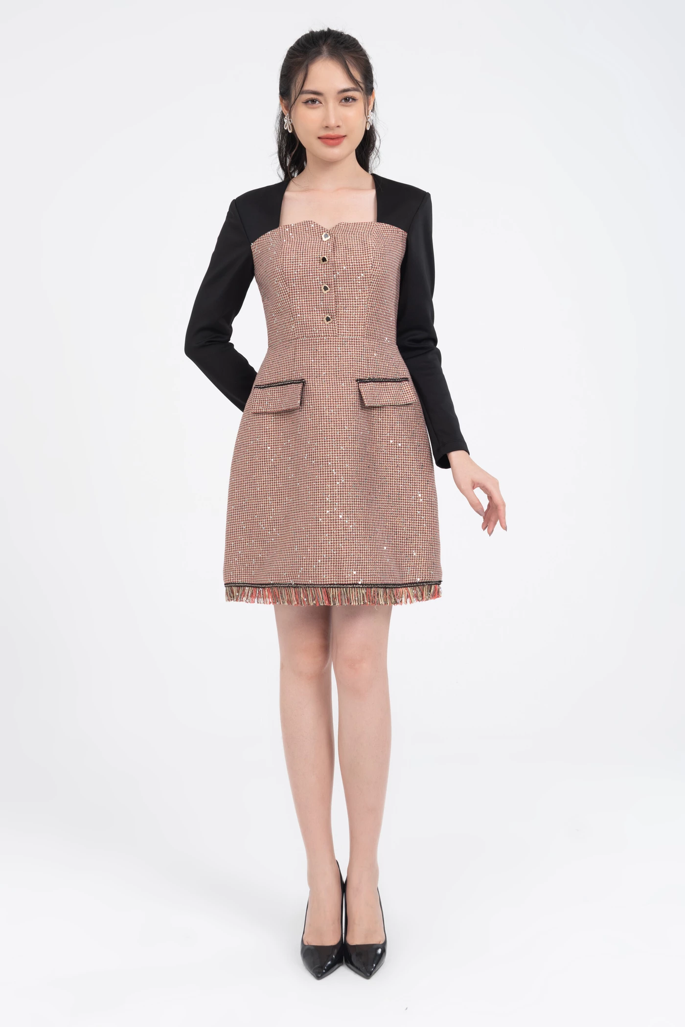 sparkle tweed dress - Đầm tweed ánh kim