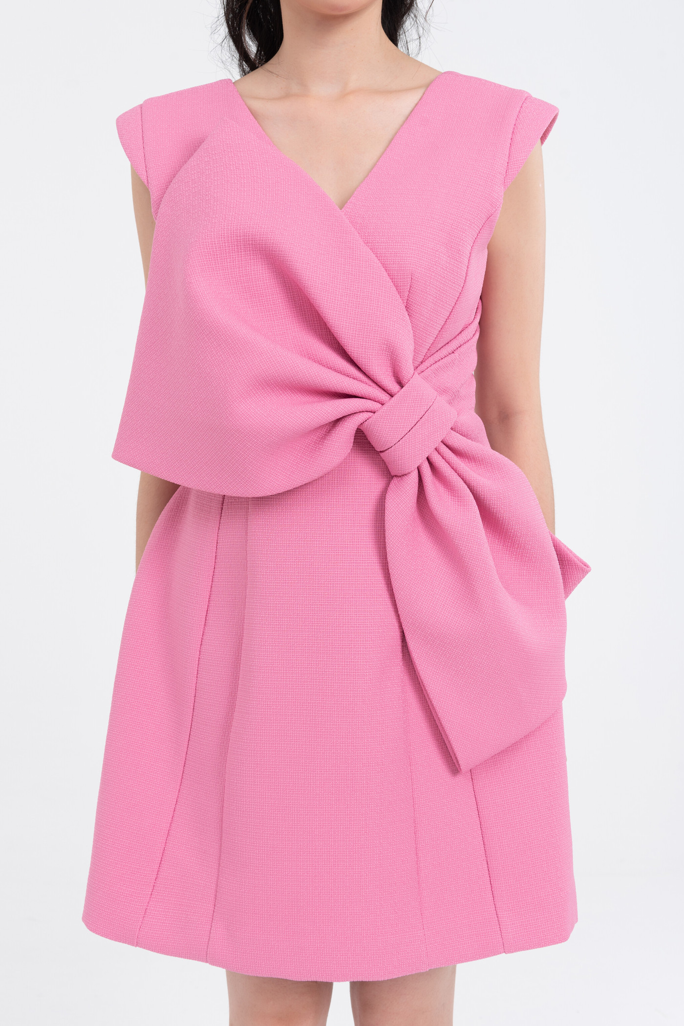 tweed dress with bow - Đầm tweed phối nơ