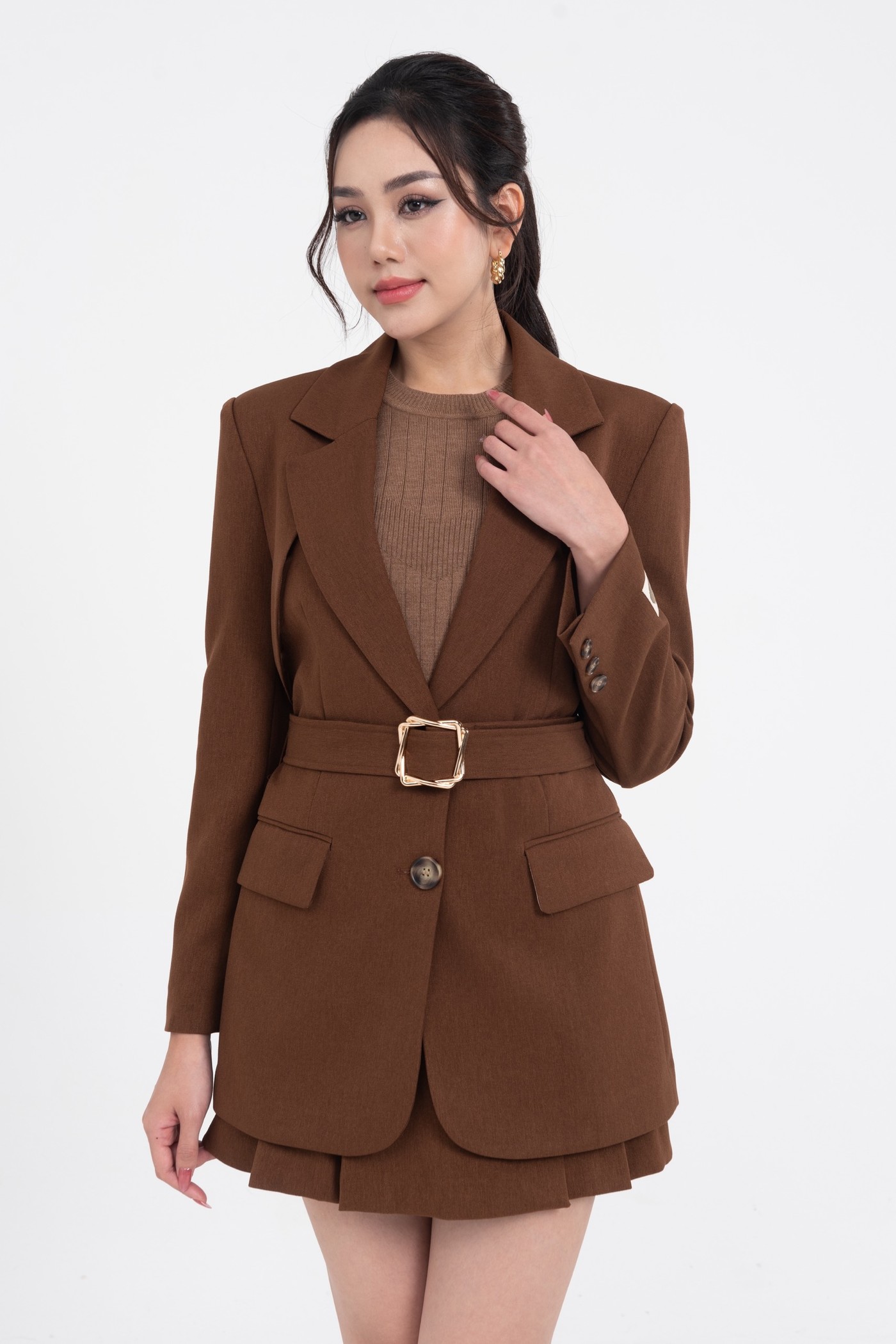 brownie oversize blazer - Áo blazer thêu chữ