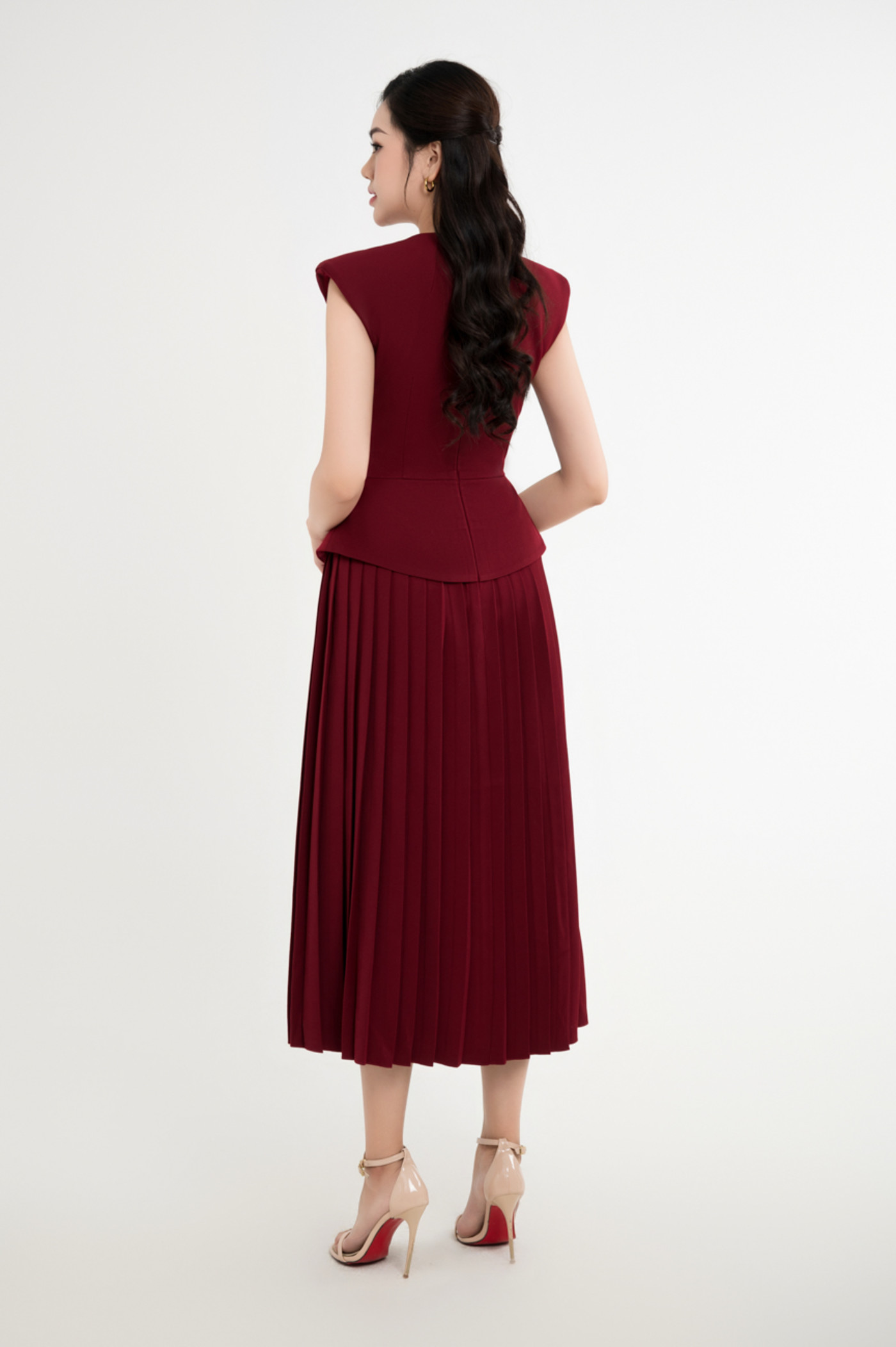 Đầm peplum xếp ly xòe 