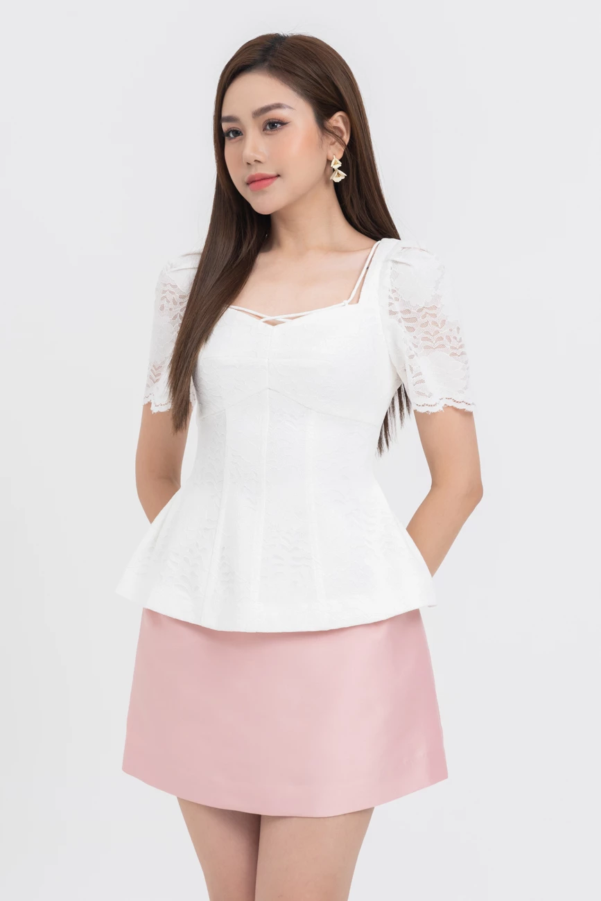 Áo peplum phối ren