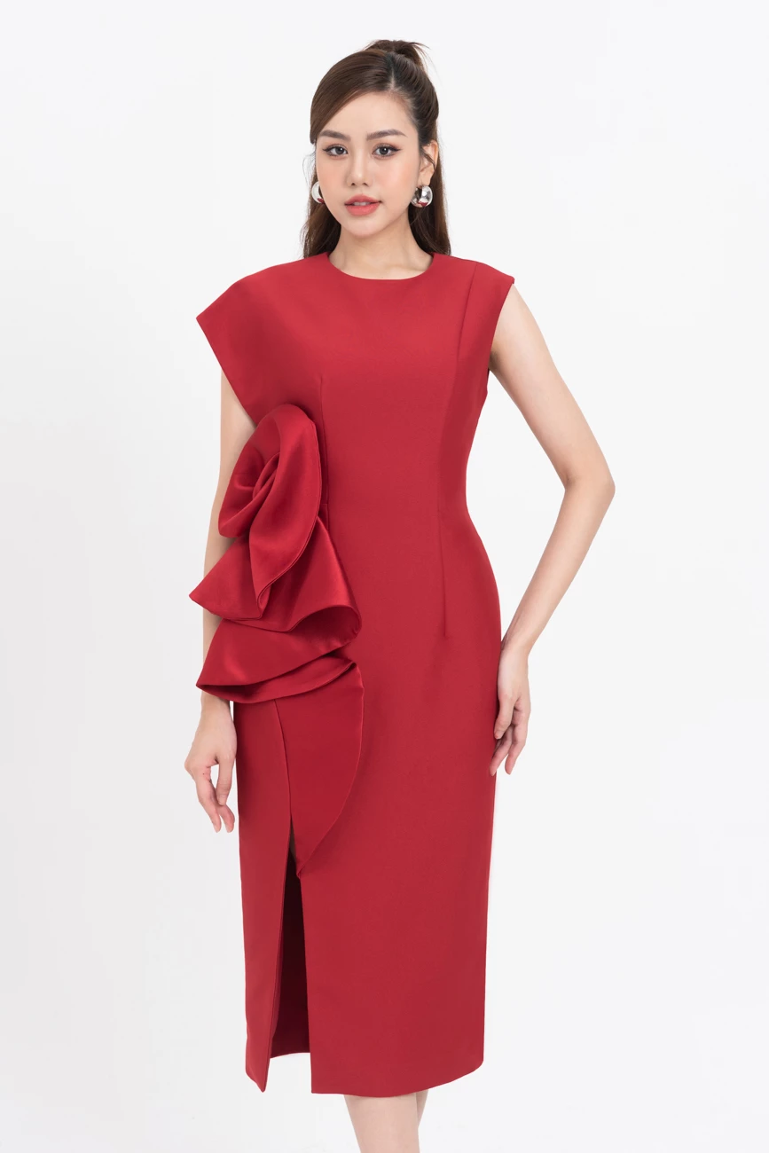 Rosy Dress - Đầm dạ hội xếp hoa