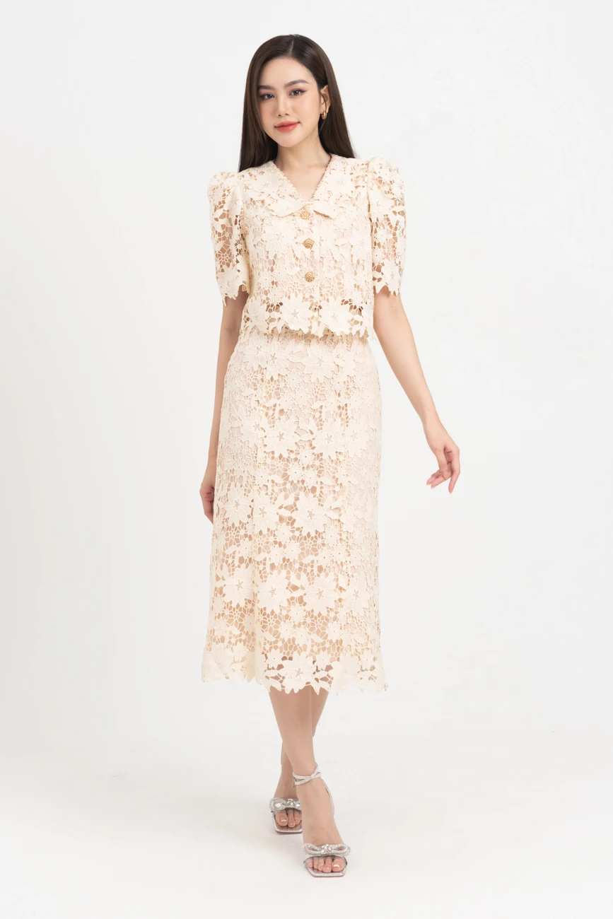 Lace skirt - Áo ren tay bồng