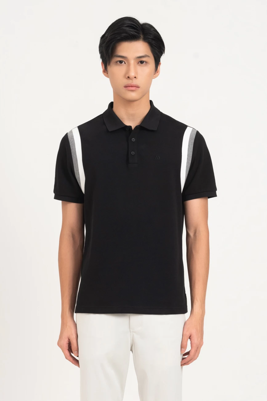 Áo Polo phối kẻ trắng