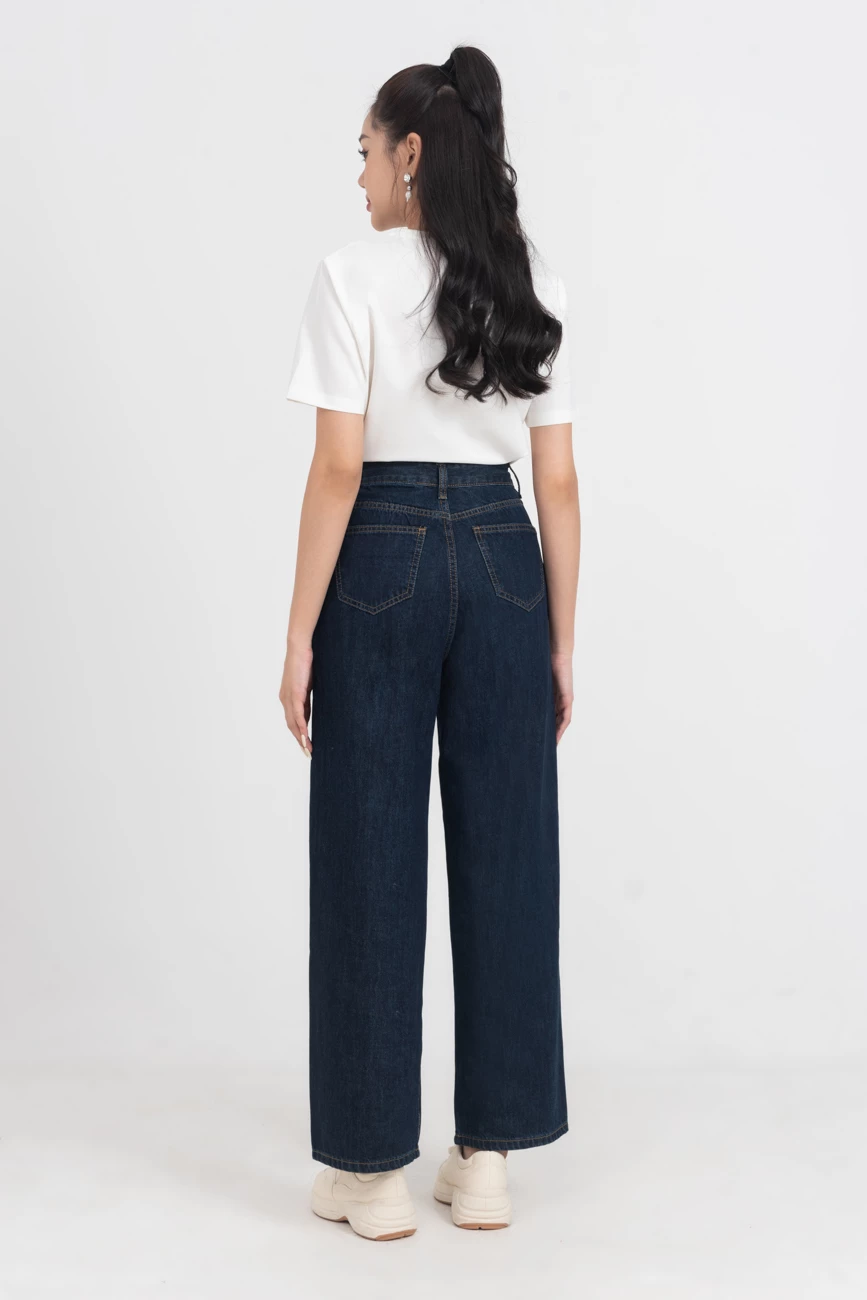 Quần jeans suông xanh đậm