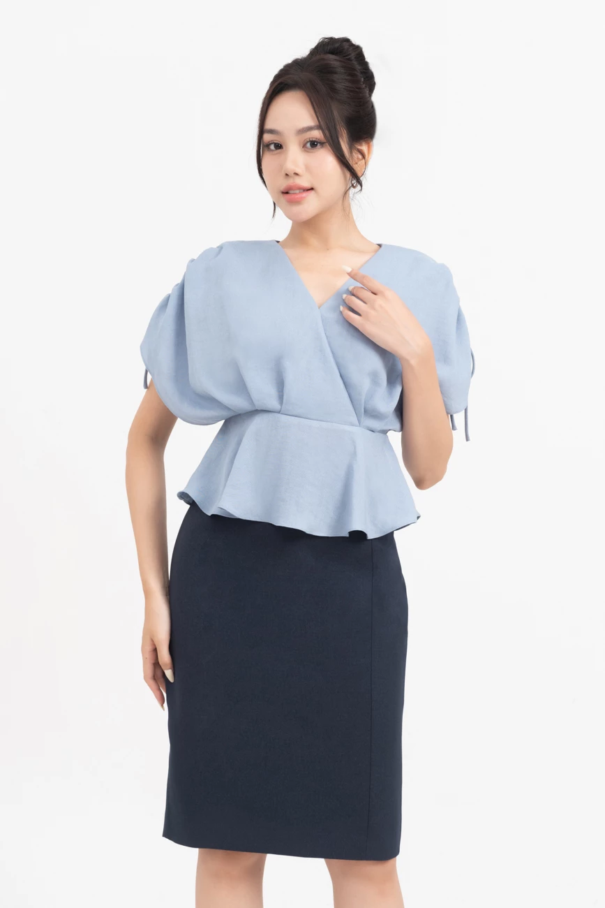 Áo sơ mi xếp tà Peplum