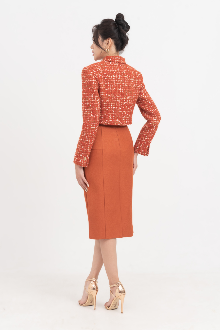 Orange Tweed - Áo dạ suông dáng ngắn 