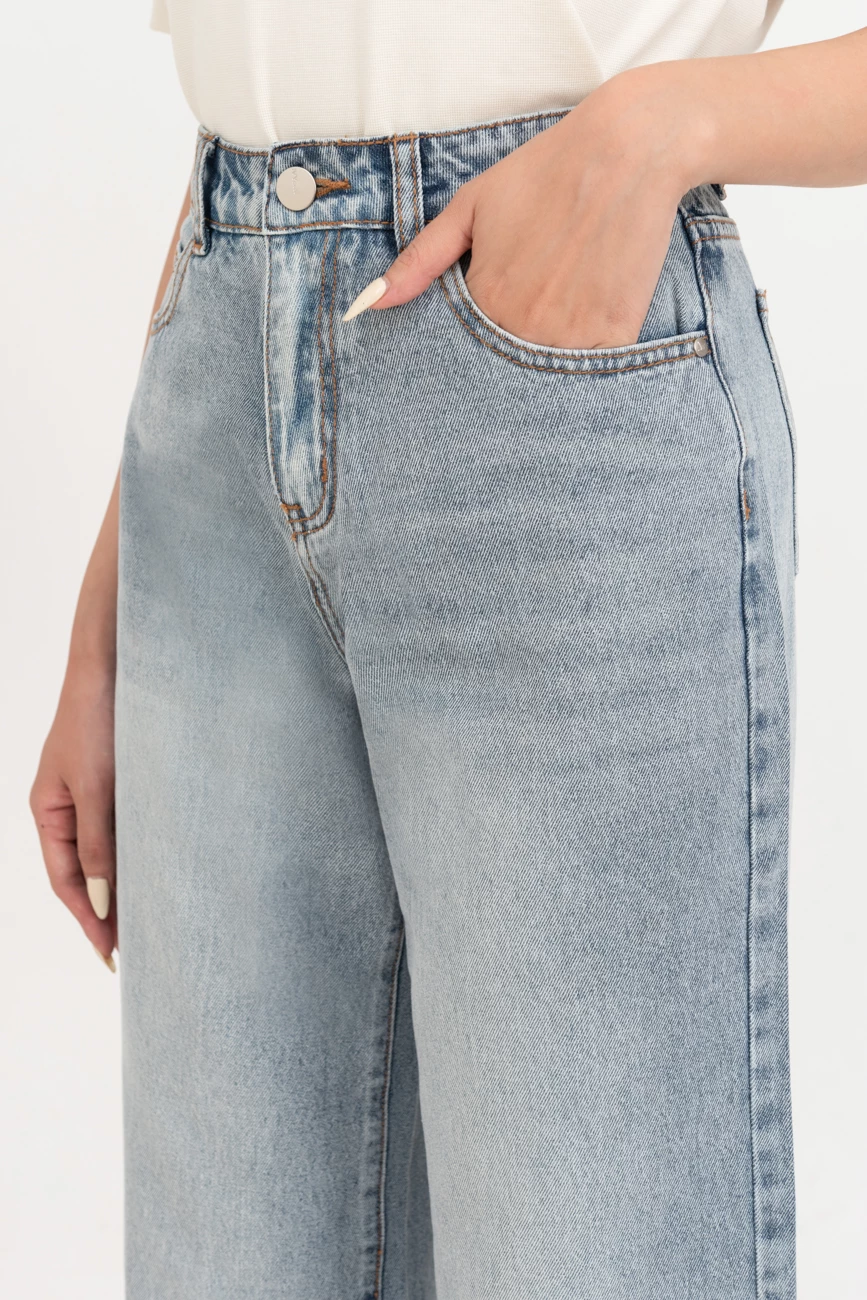 Quần Jeans suông xanh sáng