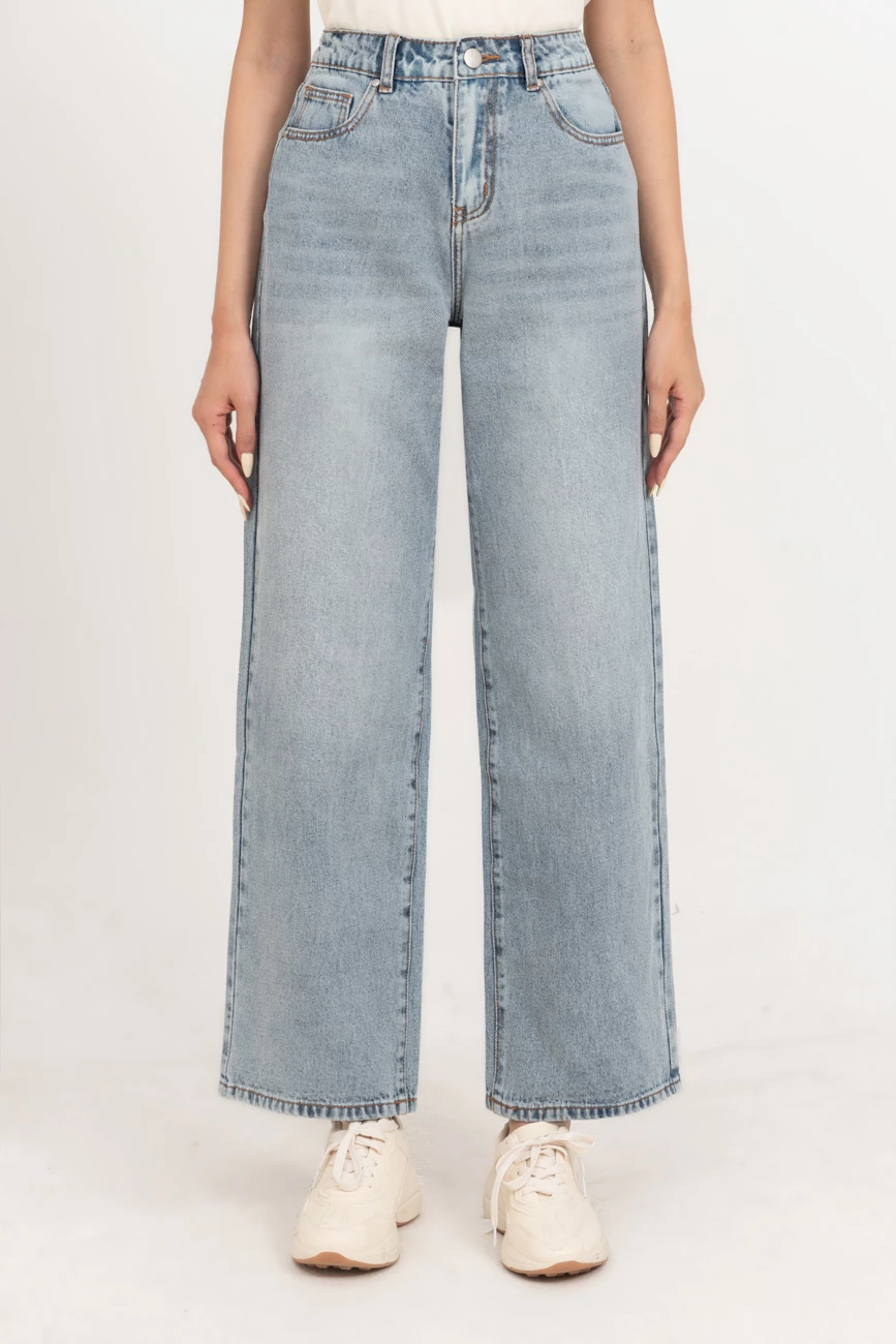 Quần Jeans suông xanh sáng