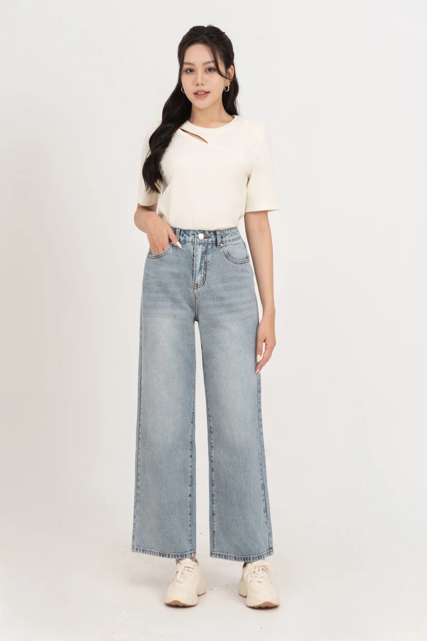 Quần Jeans suông xanh sáng