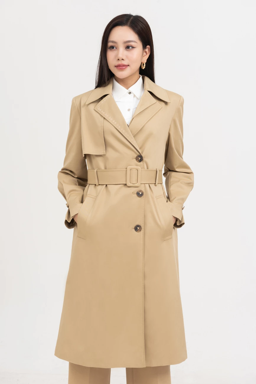 Trench coat Beige - Áo măng to 3 khuy