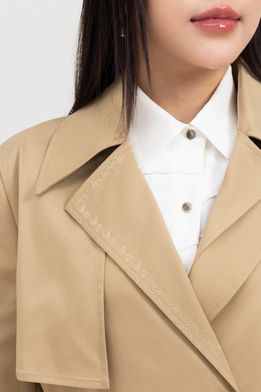 Trench coat Beige - Áo măng to 3 khuy