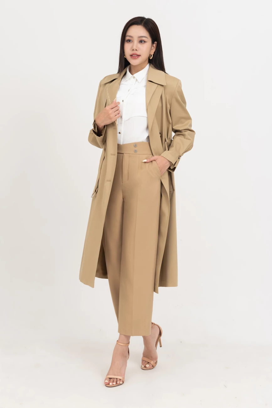 Trench coat Beige - Áo măng to 3 khuy