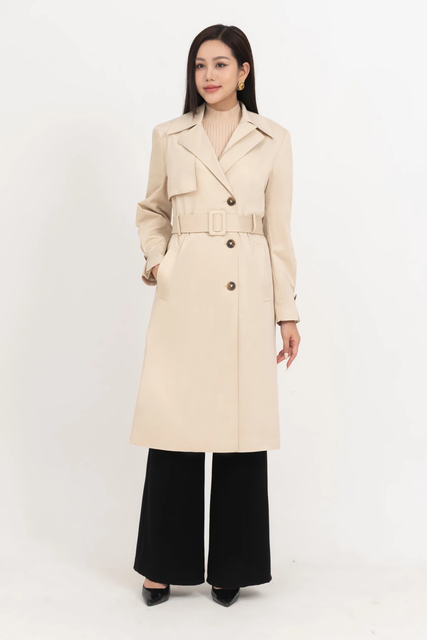 Trench coat Beige - Áo măng to 3 khuy