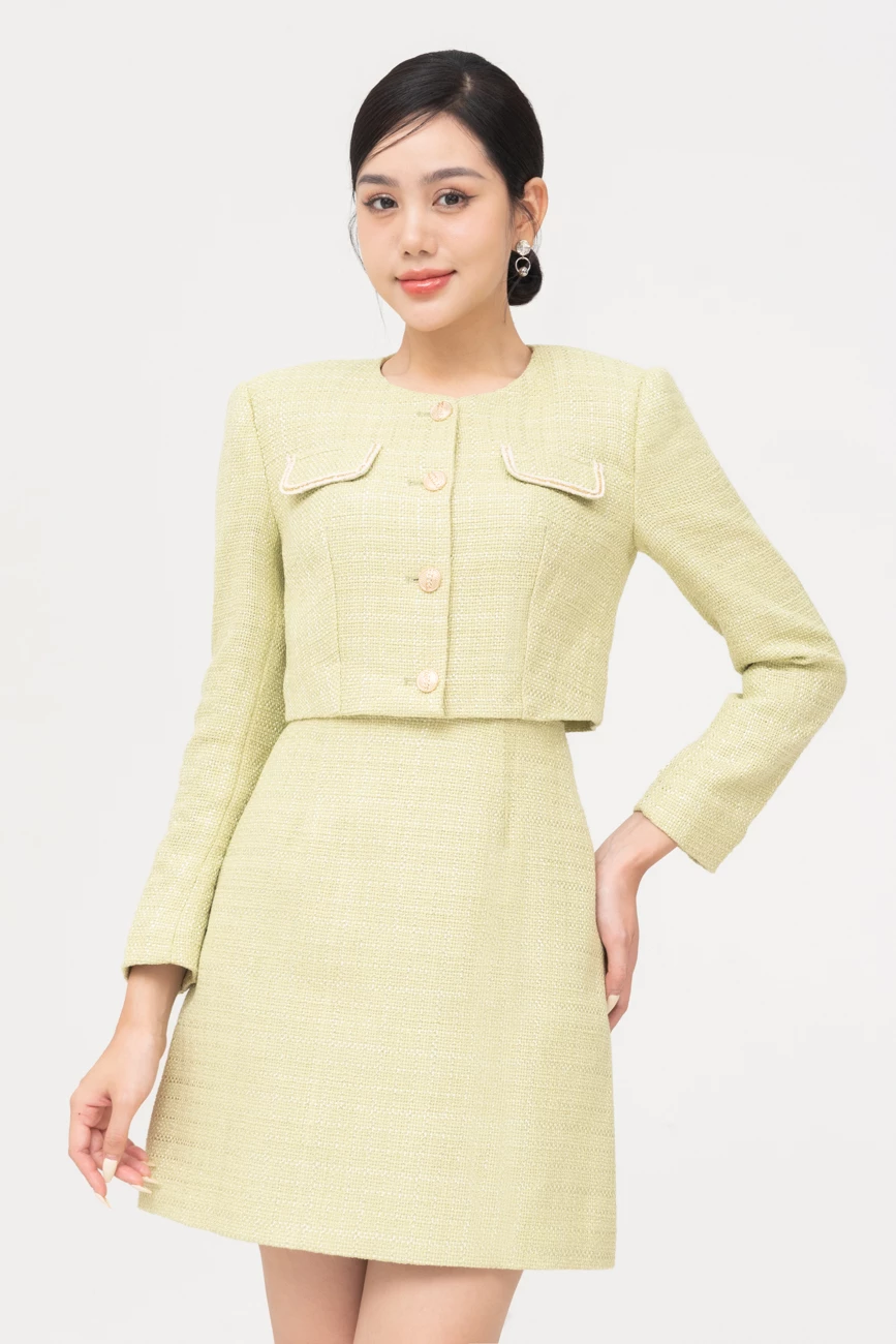 Áo khoác Croptop Tweed trái tim