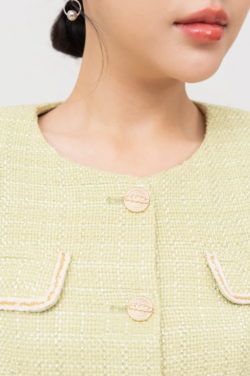 Áo khoác Croptop Tweed trái tim